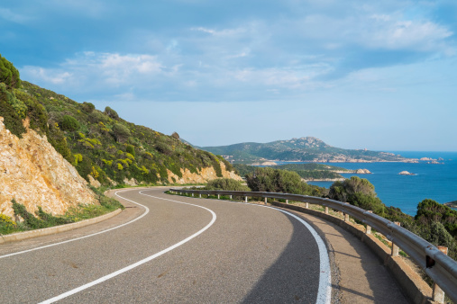 Panoramic road along the coast in Teulada, Sardinia, Italy
