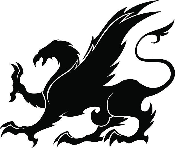 Griffin Black griffin symbol. bills lions stock illustrations