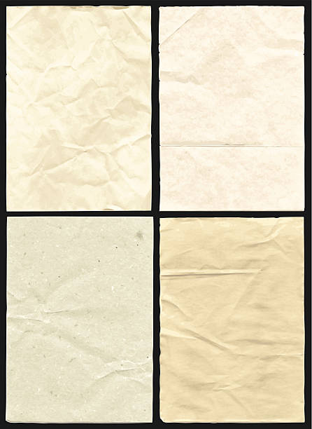 Four Crumpled Paper Texture Four Crumpled Vector hi detail Papers kraft paper stock illustrations