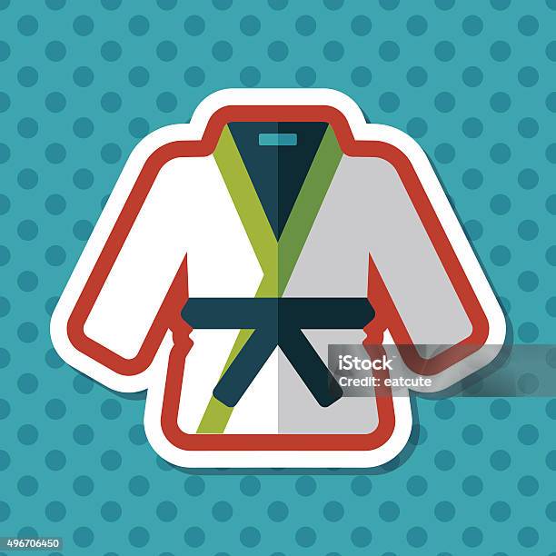 Karate Suit Flat Icon With Long Shadoweps10 Stock Illustration - Download Image Now - 2015, Art, Art And Craft