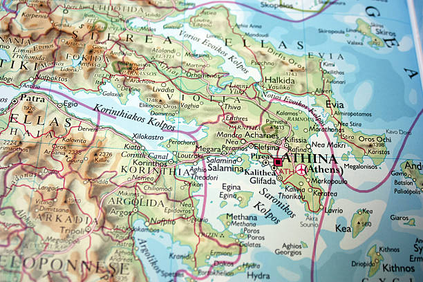 istock map showing Athens, capital of Greece 496707779