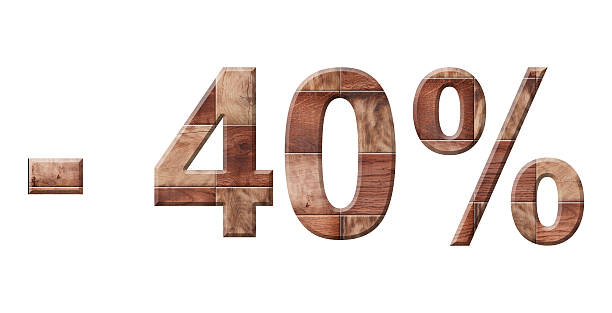 Illustration of 40 percent price cut off stock photo