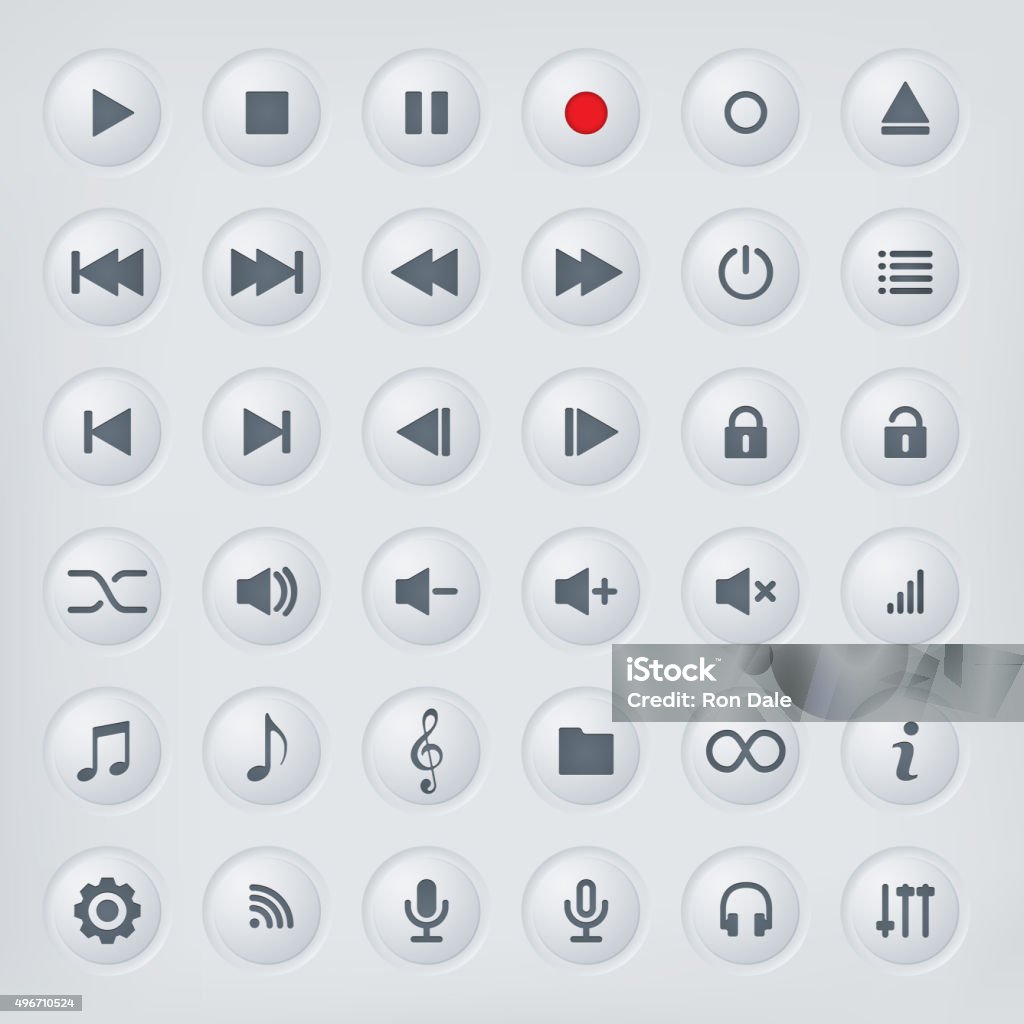 Programable Media Buttons Media Player Control Buttons Collection Stock Illustration - Download ...