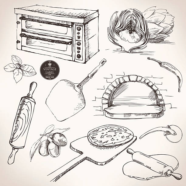 illustrations, cliparts, dessins animés et icônes de ingrédients pour pizza, dessin vectoriel - artichoke vegetable isolated food