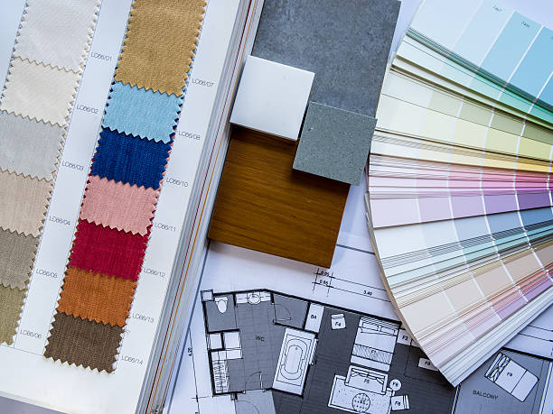 istock Interior illustration sketch with material color scheme concept 496718891
