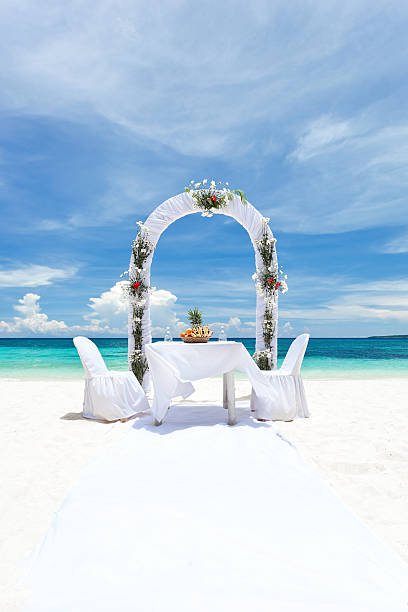 istock Beautiful wedding arch on tropical beach 496719619