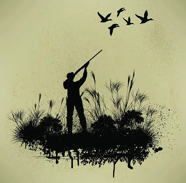 Vector illustration of Duck Hunting Grunge Graphic Background