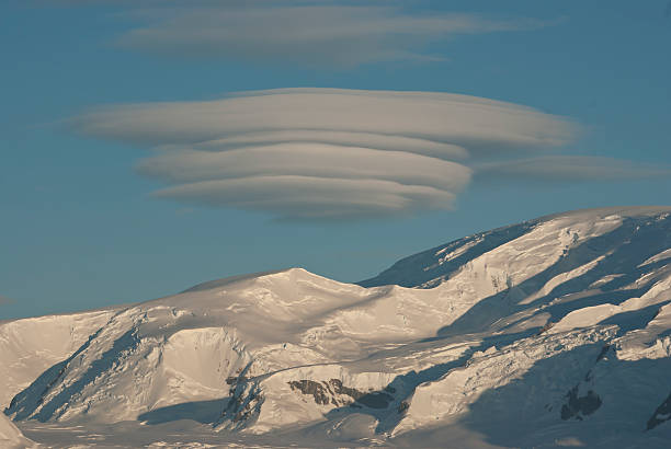 istock Unusual UFO shaped cloud over the Antarctic mountains winter day. 496720723
