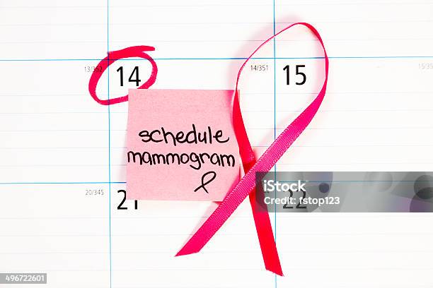 Atención Médica Recordatorio Nota Para Programar Mamografía Foto de stock y más banco de imágenes de Calendario