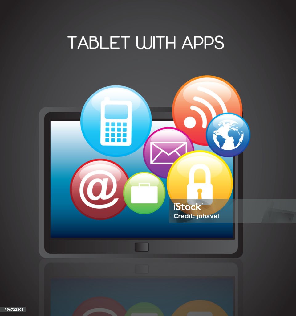Computer Tab Apps Tablet Computer Stock Illustration - Download Image Now - Communication ...