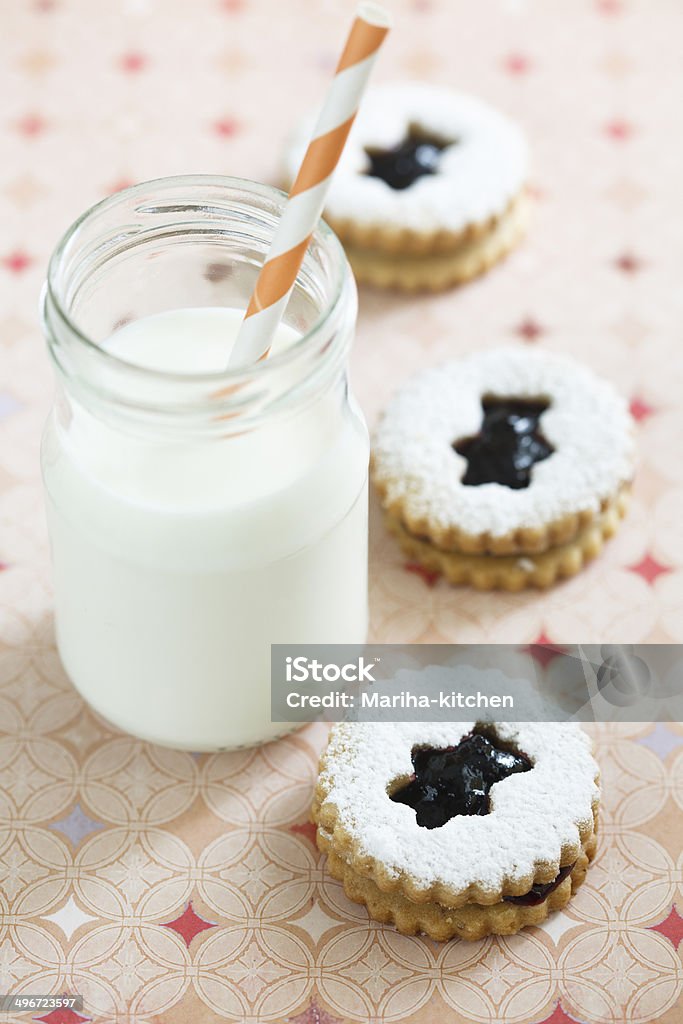 Linz eye cookies Linzer Augen cookies with blueberry jam Austrian Culture Stock Photo