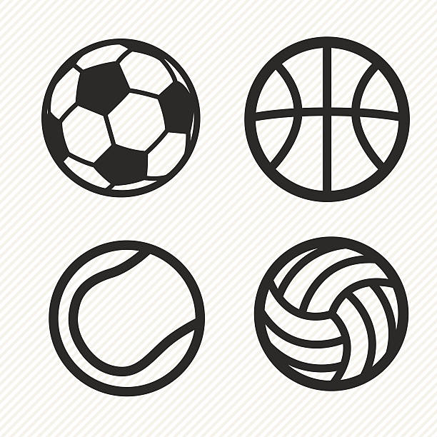 ilustraciones, imágenes clip art, dibujos animados e iconos de stock de iconos de bola de juego. - football