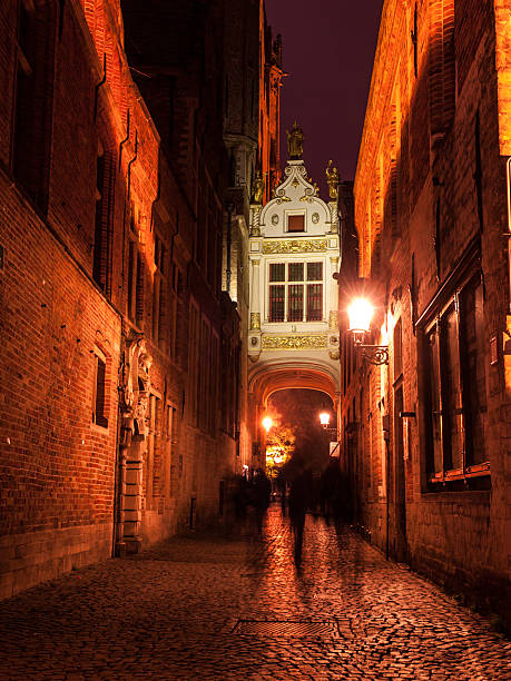 istock Blinde-Ezelstraat street in Bruges by night 496725498