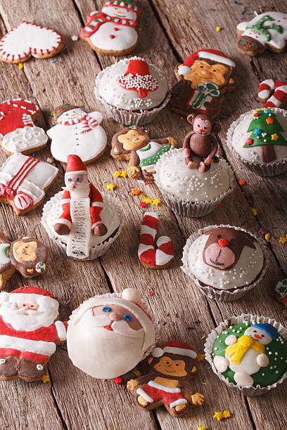 istock Background of Christmas sweets closeup on a table. Vertical 496725732