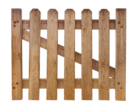 Wooden fence isolated on white. Clipping path included.