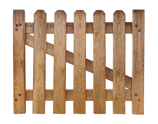 Wooden fence isolated on white. Clipping path included.