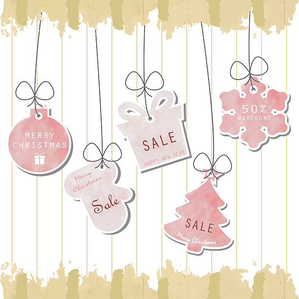 Light pink pastel tag on christmas background Light pink pastel tag on christmas background happ stock illustrations