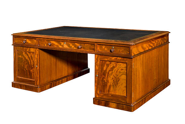 istock Old antique gentlemen's desk with black leather top 496731040