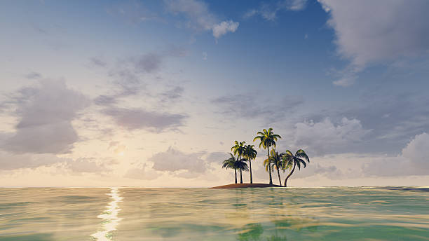 istock Small tropical island among ocean 496735202