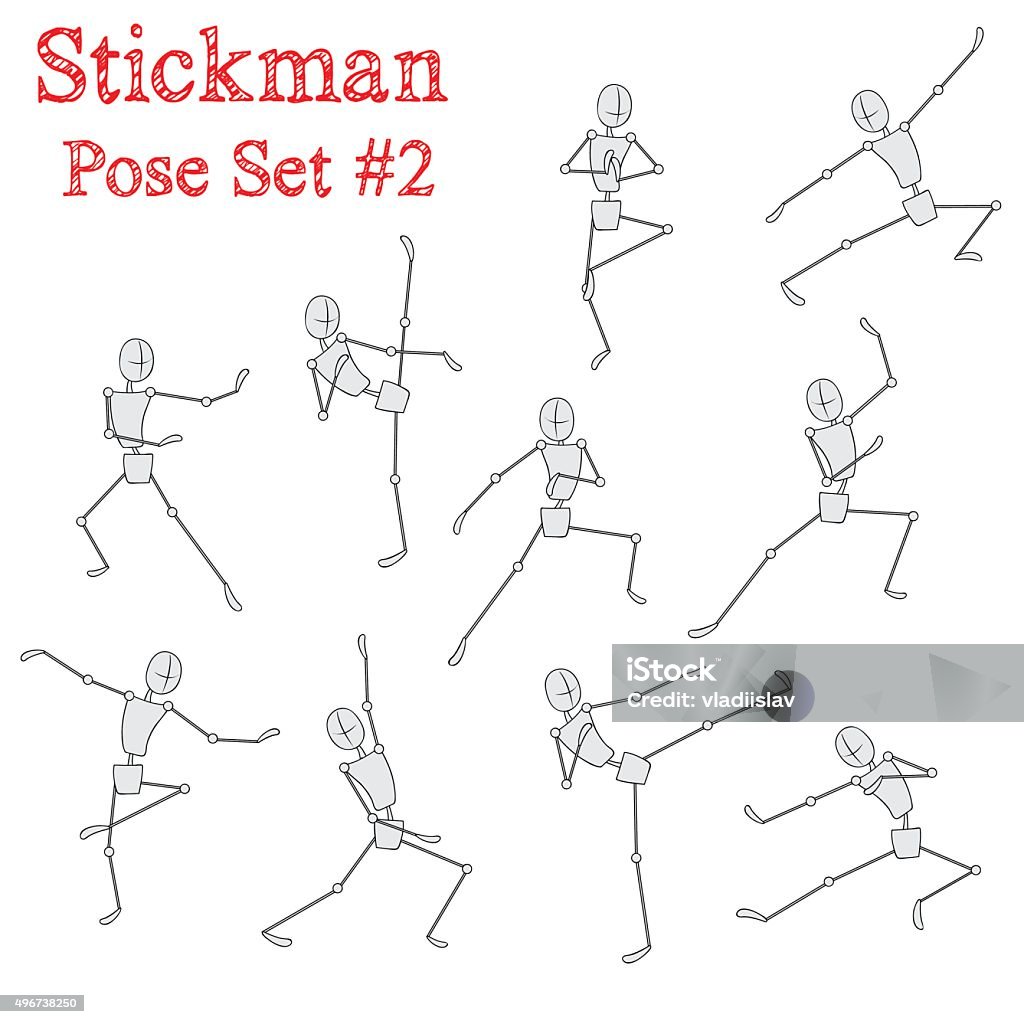 Stickman Reference Stickman Pose Set Stock Vektor Art und mehr Bilder von Gehen - Gehen ...