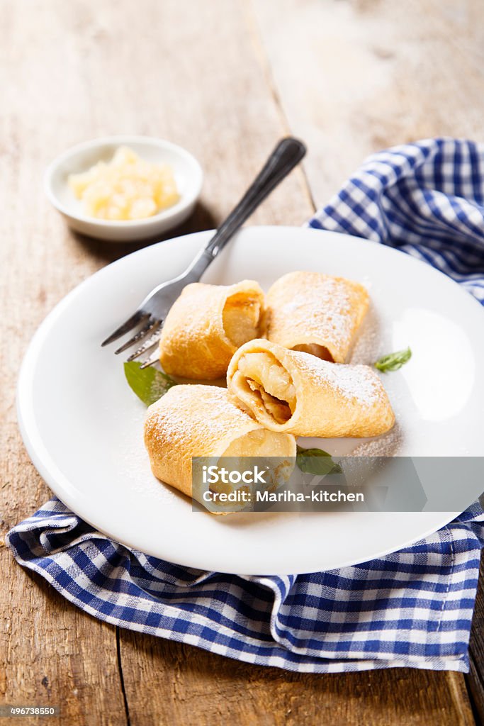 Pancakes Pancakes with baked apple filling 2015 Stock Photo