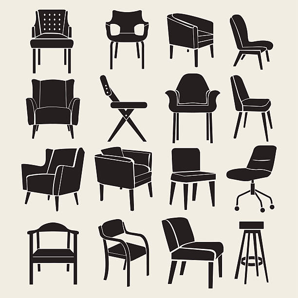 Collection  Silhouette of different chairs vector art illustration