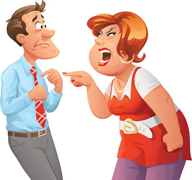 Vector illustration of Furious Woman Shouting At Man