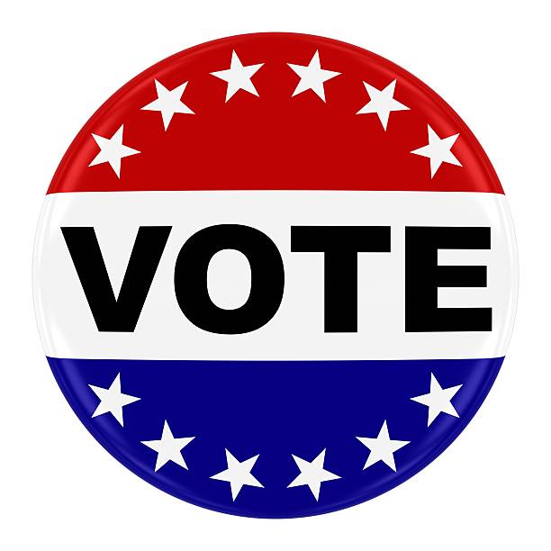istock Vote Pin Badge - US Elections Button Isolated on White 496767216