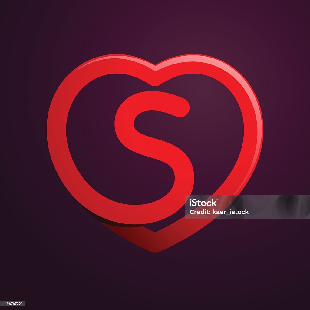 S Letter With Red Heart Stock Illustration - Download Image Now ...