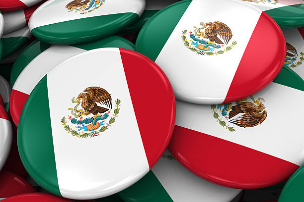 istock Pile of Mexican Flag Badges 496767760