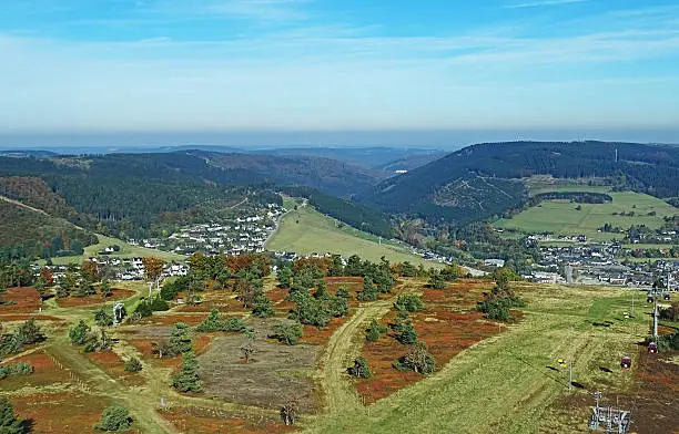 View from the mount Ettelsberg above Willingen in the German Sauerland region