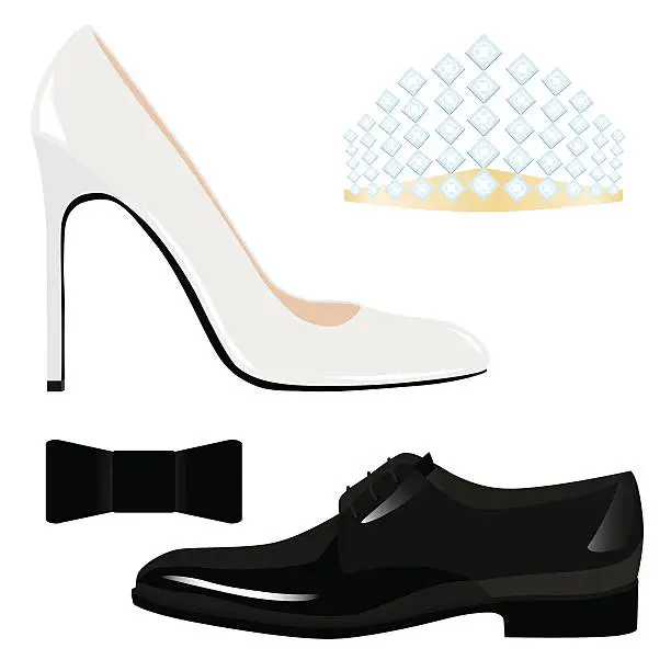 Vector illustration of Male, female classic shoes and accessories