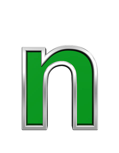 одно письмо от зеленого стекла алфавит набор с chrome frame - alphabet letter n three dimensional shape glass стоковые фото и изображения