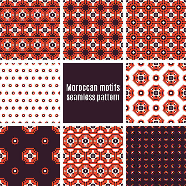 Set of Arabic seamless patterns, vector Arab tiles seamlessly retro patterns - set of eight designs marrakech stock illustrations