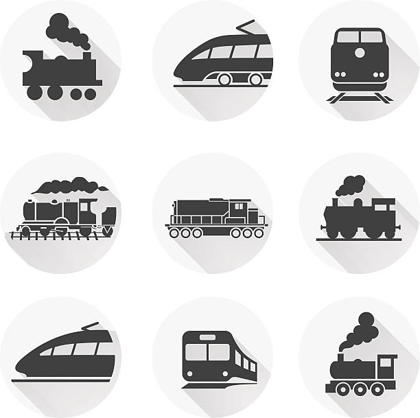 ilustrações de stock, clip art, desenhos animados e ícones de round comboio ícone no fundo branco. elementos vectoriais - train steam train vector silhouette