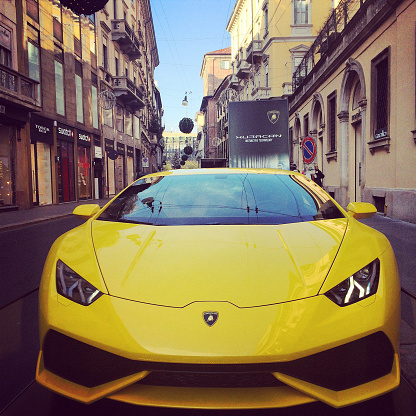 PORTO CERVO, ITALY - AUGUST 13 2019 : Sports car Lamborghini Huracàn