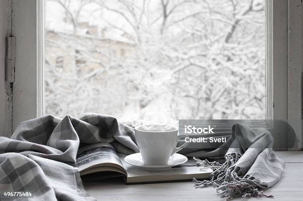 Cozy Winter Still Life Stock Photo - Download Image Now - Winter, Window, Snow