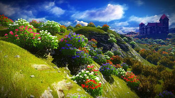 istock Beautiful landscape with flowers 496775928