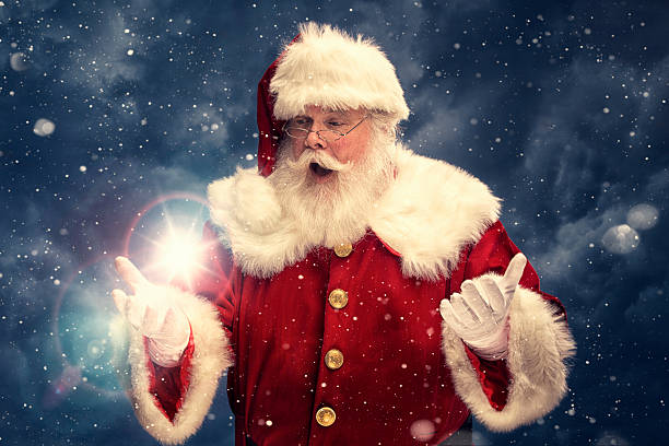 Portrait of the Real Santa Claus creating Christmas Magic stock photo