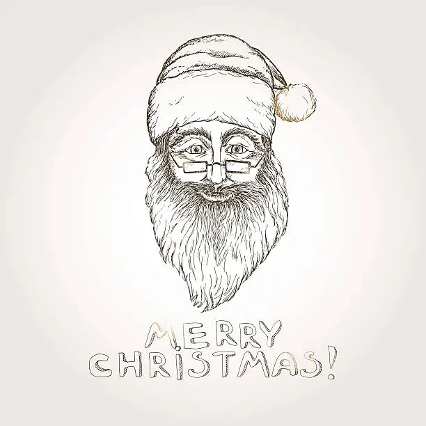 Vector illustration of Santa Claus Christmas hand drawn sketch.