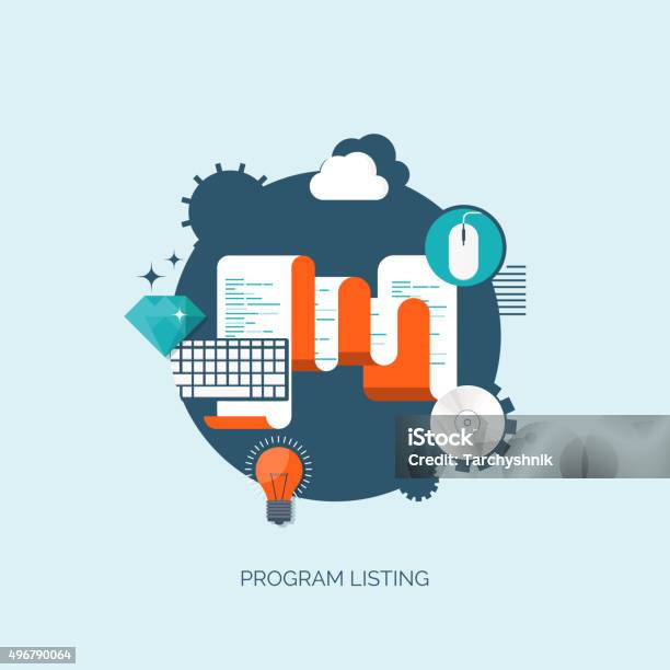 Vector Background For Program Vector Illustration Program Listing Flat Computing Background ...