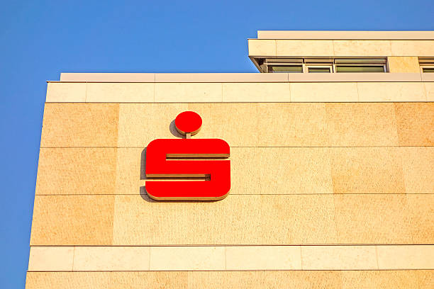 German banks - Sparkassen logo / sign on building facade stock photo