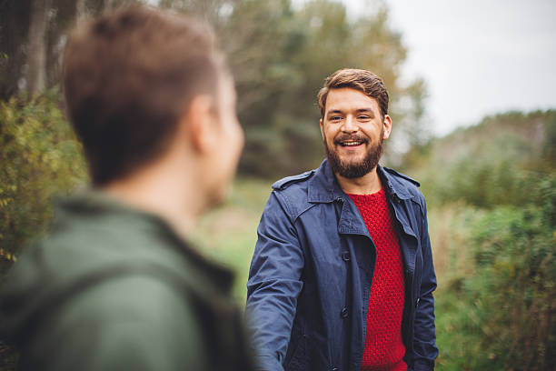 istock Gay couple having fun outdoor. 496791086