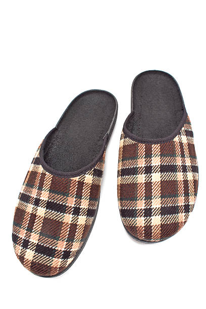 istock Brown house slippers isolated on white 496791562