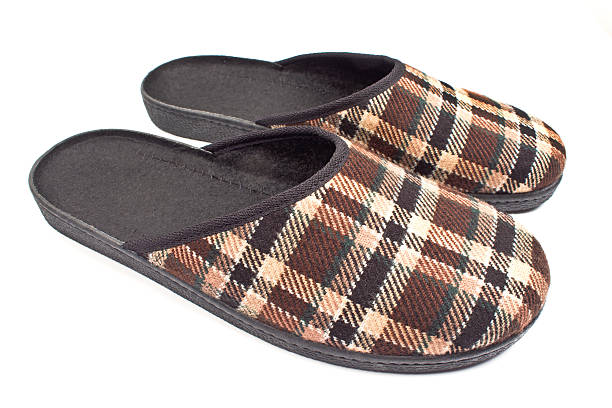 istock Brown house slippers isolated on white 496791756