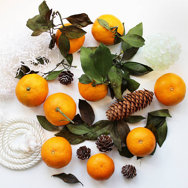 Close up of fresh organic tangerines