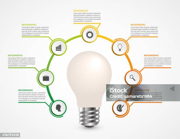 Creative 3d Light Bulb Infographics Design Template Stock Illustration - Download Image Now