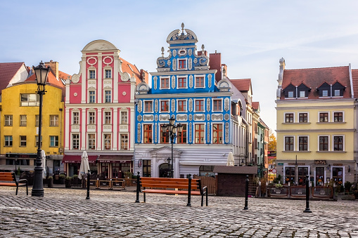 Beautiful renovated tenement houses in Old Town in Szczecin, Poland