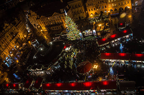 istock Prague Christmas market from above 496795479
