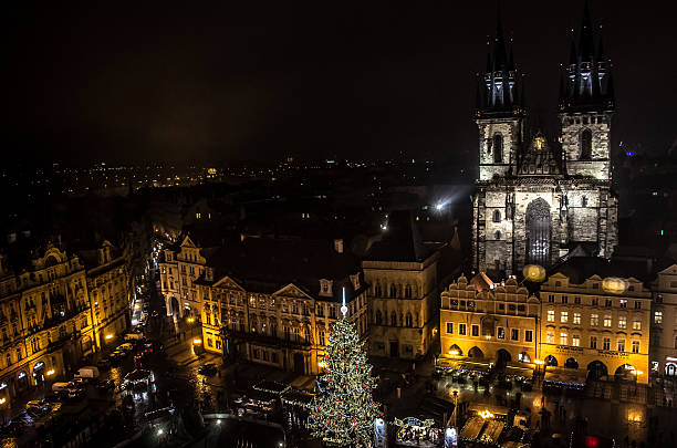 istock Prague Christmas market from above 496795487